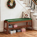 HABUTWAY Solid Wood Shoe Rack, Entryway Shoe Bench with Cushion, 2 Tier Shoes Organizer for Entryway, Hallway, Living Room-(Green,39.37"-L)