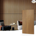 Art3d 4 Pack 47.2 x 23.6in. Wood Slat Acoustic Panels for Wall and Ceiling - 3D Fluted Sound Absorbing Panel with Wood Finish - Teak