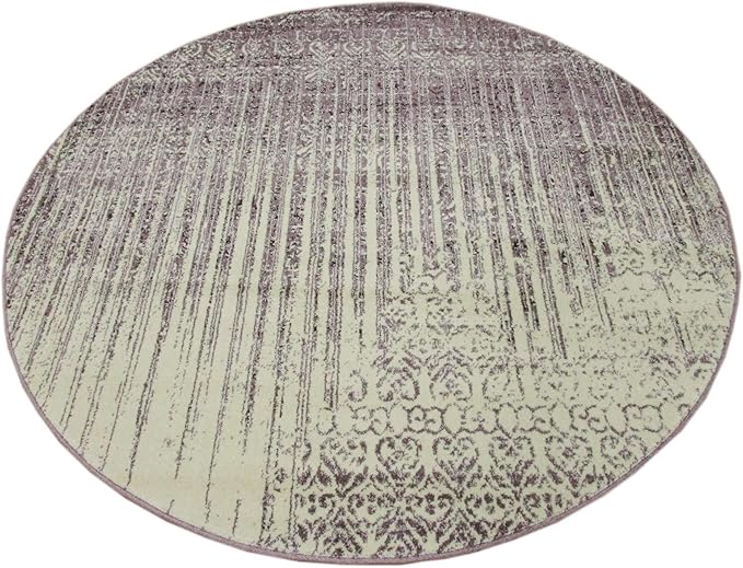 Unique Loom Del Mar Collection Area Rug - Jennifer (6' 1" Round, Purple/ Ivory)