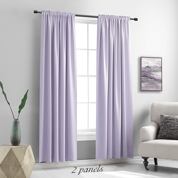 DONREN Lilac Room Darkening Curtain Panels 84" Long for Girls Room, Keep Warm Window Treatment Drapes for Doorway Entryway Patio (60" Width x 84 "Length,2 Panels)