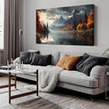 Landscape Wall Art for Living Room Bedroom Home Office Gray Wall Art Mountain Lake Pictures Modern Landscape Large Artwork Framed Canvas Prints 24x48 Inch