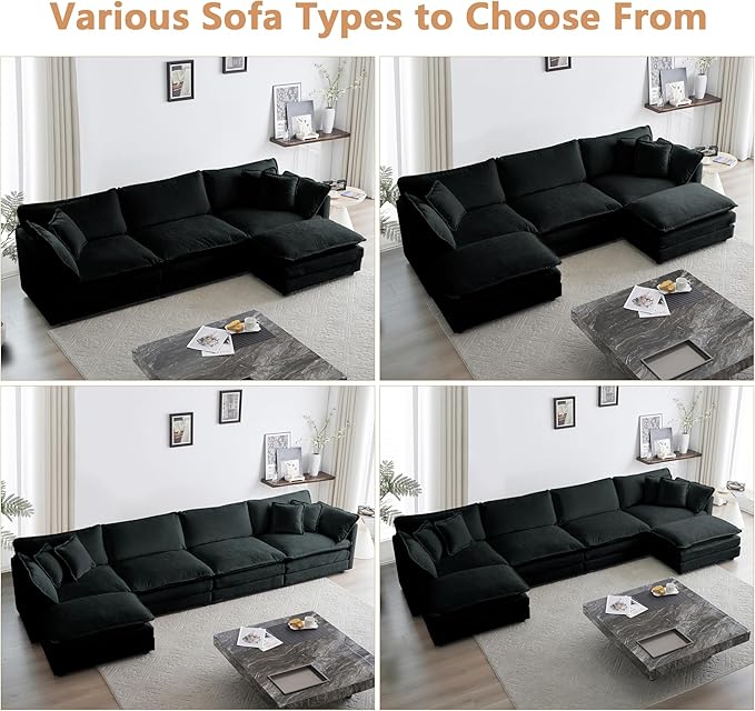 mikibama 41.4 Inch Single Seat Sofa, Chenille Comfy Deep Upholstered Couch Armchair with Toss Pillow for Living Room Bedroom Office Apartment, Black