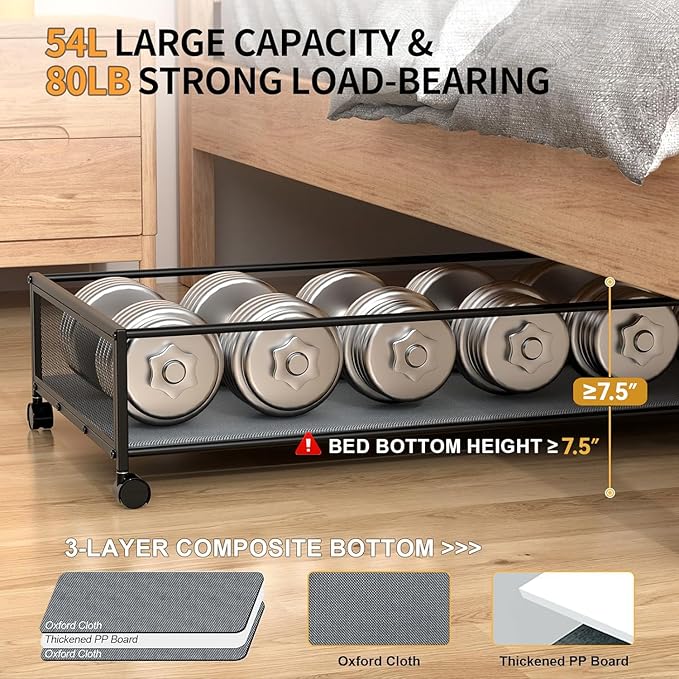 Under Bed Storage with Wheels, XXXL Larger Under Bed Storage Containers with Clear Lids, 36'' Lengthen Under Bed Shoe Organizer for Shoes Clothes(Grey 2 Pack, XXXL(36"x16.6"x7.48"))