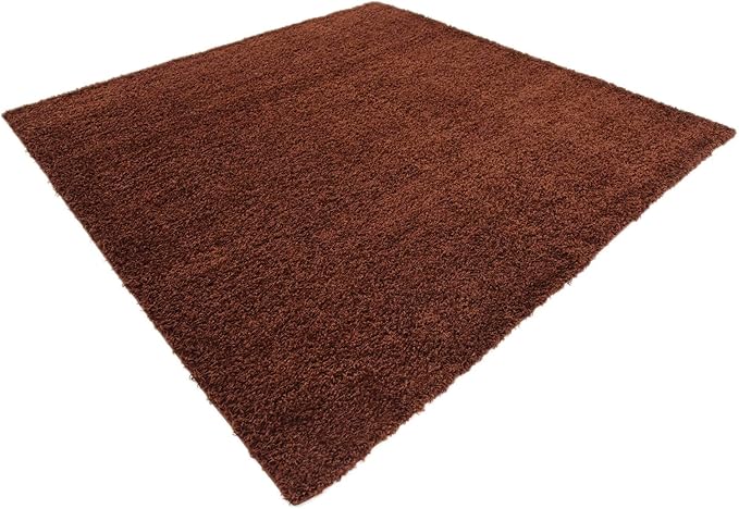 Unique Loom Solid Shag Collection Area Rug (8' Square, Chocolate Brown)