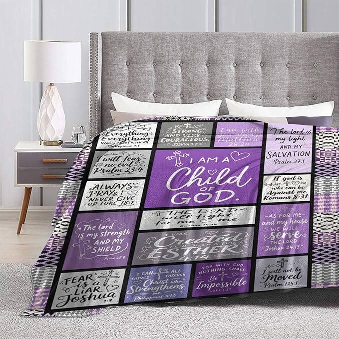 Christian Blanket Gift for Women, Inspirational Throw Blanket for Couch, Soft Lightweight Flannel Blanket, 60"x 80" Thoughts and Prayers Blankets for Bedroom Sofa Living Room Decoration