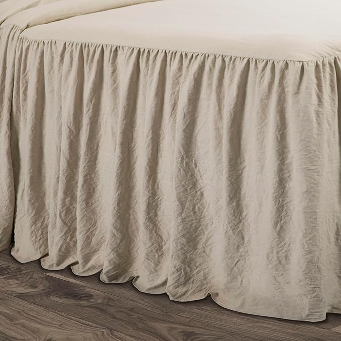 Lush Decor Ruffle Skirt Bedspread Set - 3-Piece Luxurious Farmhouse Bedding - Elegant Ruffle Detail - Timeless Style - Soft Lightweight Sheets - California King, Neutral