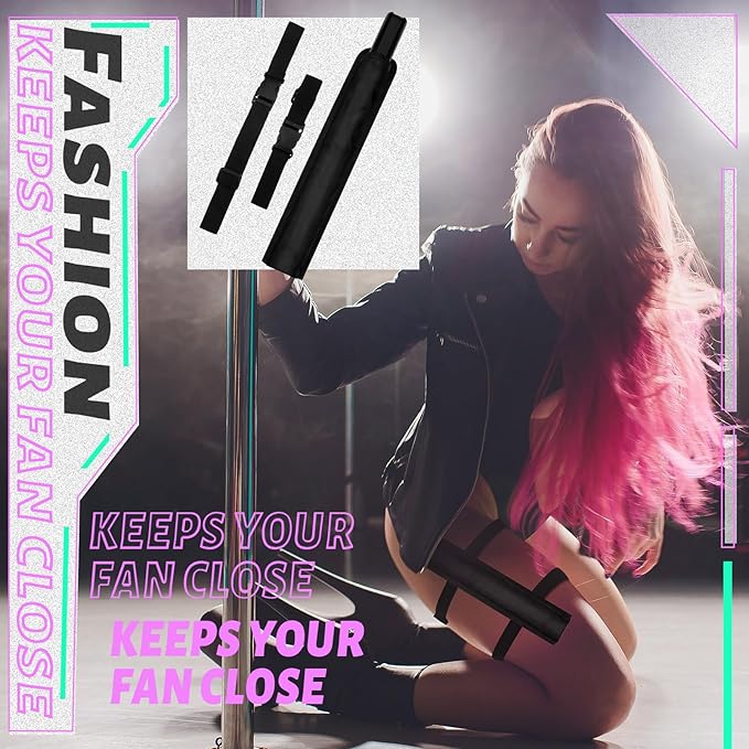 Summer Rave Fan Thigh Holster Rave Fan Holder Folding Hand Pouch Foldable Sleeves with Waist Belt for Thigh Party
