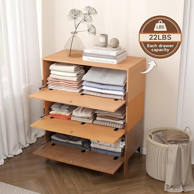Stackable 3 Drawers Dresser, Customizable Chest of Drawers for Bedroom, Living Room, Hallway, Entryway, Mid-Century Style Furnitures Cabinet, 30 inch Width Tri-Color Comb (1 pcs)