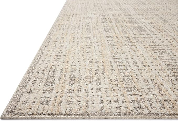 Loloi Amber Lewis Bexley Collection BEX-07 Natural/Dove 6'-6" x 9'-3" Area Rug Neutral, Textured, Living, Bedroom, Dining, Carpet