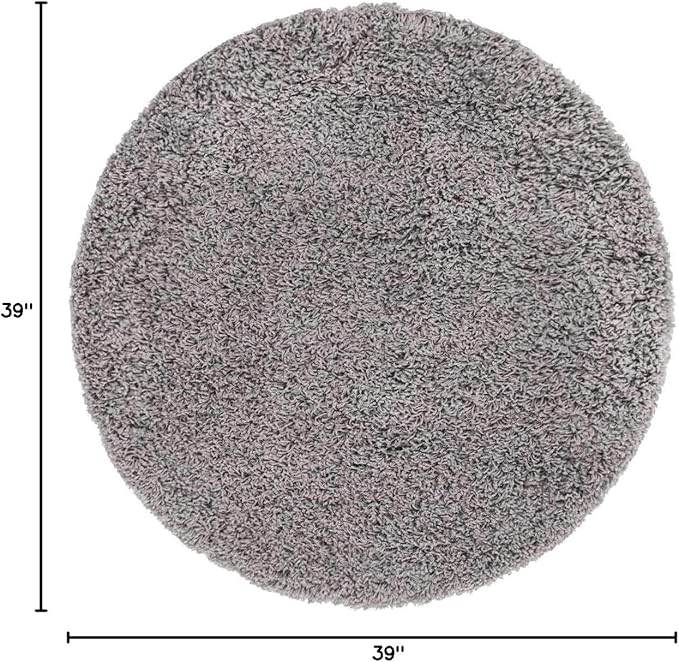 Unique Loom Solid Shag Collection Area Rug (3' 3" Round, Cloud Gray)