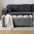 Oversized Chenille Ottoman Bench with Storage, Upholstered End of Bed Bench for Bedroom, Ottoman Foot Rest for Living Room, Light Grey