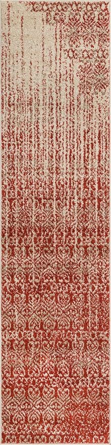 Unique Loom Del Mar Collection Area Rug - Jennifer (2' x 8' Runner, Red/ Beige)