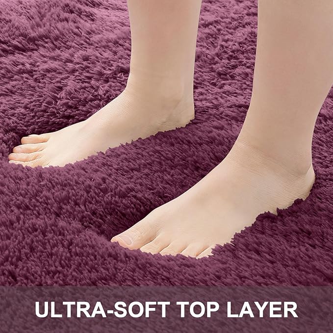 OLANLY 3x5 Machine Washable Small Bedside Rug, Soft Fluffy Shaggy Rugs for Living Room, Bedroom, Indoor Floor Carpet for Kids Girls and Boys, Preppy Dorms, Nursery, Home Decor Aesthetic, Burgundy