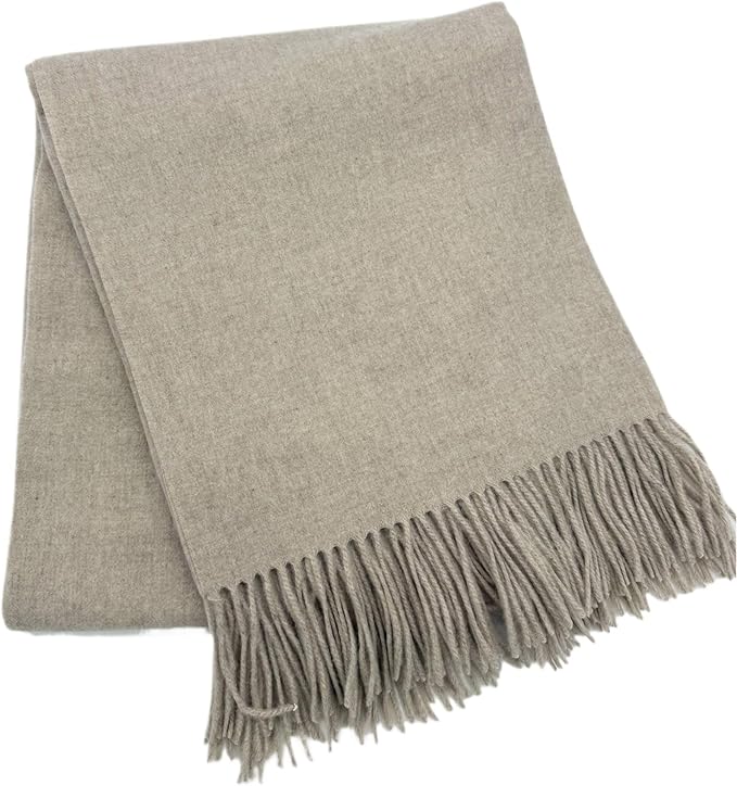 Alashan Cashmere Blend Ripple Finish Woven Throw (Oat Milk)
