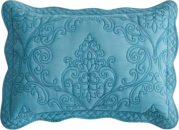 CHIXIN Microfiber King Pillow Shams Set of 2 - Decorative Quilted Pillow Covers - Lagoon - Size (20" x 36")