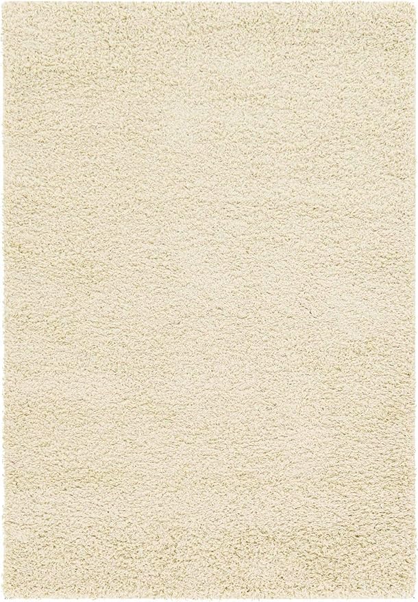 Unique Loom Solid Shag Collection Area Rug (4' 1" x 6' 1" Rectangle, Pure Ivory)