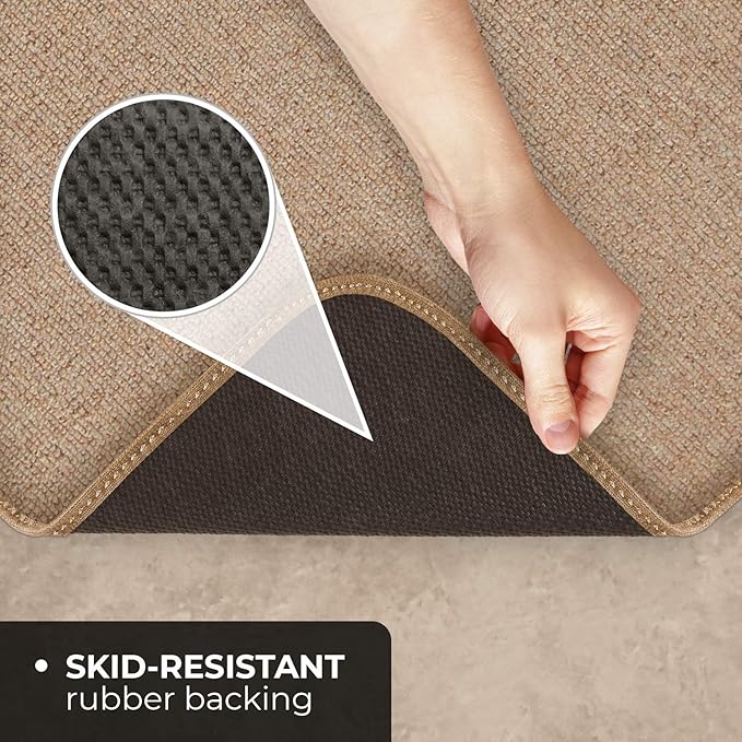 House, Home and More Skid-Resistant Carpet Indoor Area Rug Floor Mat - Pebble Beige - 8 Ft X 12 Ft - Non Slip Rubber Backing, Stain Resistant, Dog Friendly, Living Room Bedroom Kitchen Entryway