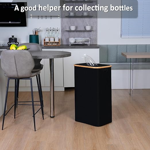 iEGrow 29 Gallons Recycling Bins for Kitchen, Indoor Recycle Bins with Lid, 110L Large Recycle bin with 2 Removeable Reusable Inner Bags, for Bottles Cans Glass Plastice Cartons(Black)