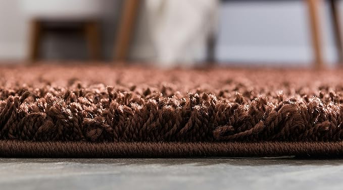 Unique Loom Solid Shag Collection Area Rug (2' 6" x 16' 5" Runner, Chocolate Brown)