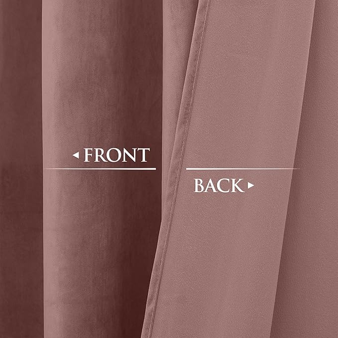 StangH Wild Rose Pink Curtains for Kids Bedroom, Elegant Soft Velvet Room Darkening Window Drapes Rod Pocket Thermal Insulated Sliding Door Panels, W52 x L90, 2 Panels