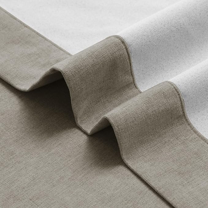 Macochico Thermal Blackout Chenille Curtains 100% Blackout Window Draperies for Living Room Bedroom Auditorium Banquet Hotel Light Taupe Curtains with Tieback Classic Home Decor 72" Wx102 L 1 Panel