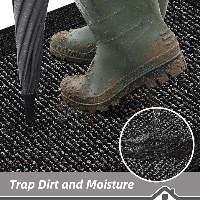 BEQHAUSE Indoor Door Mat 36" x 60", Dirt Trapper Door Mats Non-Slip Entryway Rugs Washable, Resist Dirt Absorbent Welcome Mat, Low Profile Floor Mats for Front Back Door and Entryway, Black