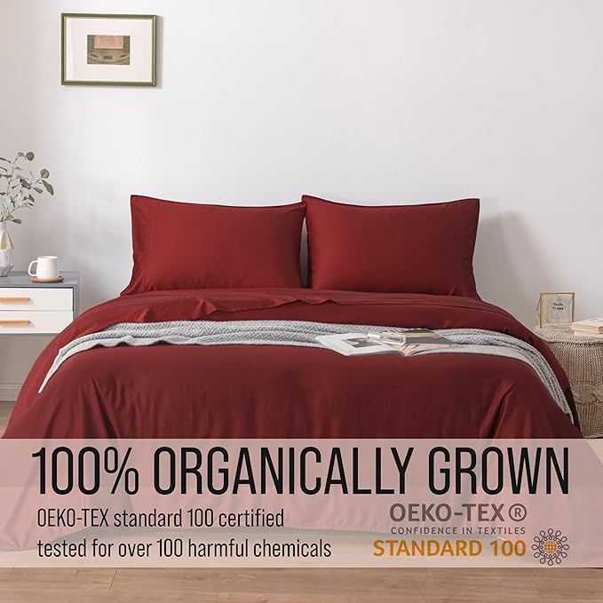 Bella Coterie Luxury Bamboo Viscose Full Size Sheet Set | 100% Organically Grown | Ultra Soft | Cooling for Hot Sleepers | 18" Deep Pocket [Merlot]