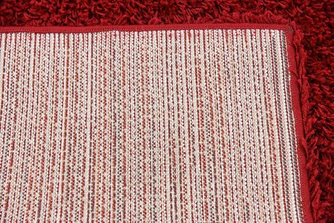 Unique Loom Solid Shag Collection Area Rug (9' x 12' 2" Rectangle Cherry Red)