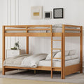 Bellemave Queen Over Queen Size Bunk Bed for Kids/Adults,Solid Wood Bunk Bed Frame Queen Size with Ladder & Safety Guardrails,Wood Color