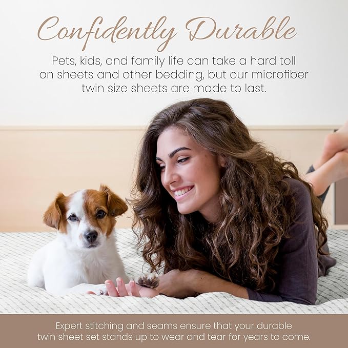 Linen Market Double-Brushed Patterned Microfiber Twin Sheet Set 3 Piece – Oeko-TEX Certified Ultra Soft & Wrinkle-Free - 16" Deep Pocket Sheets - Easy Care Twin Size - Beaded Arrows Light Gray