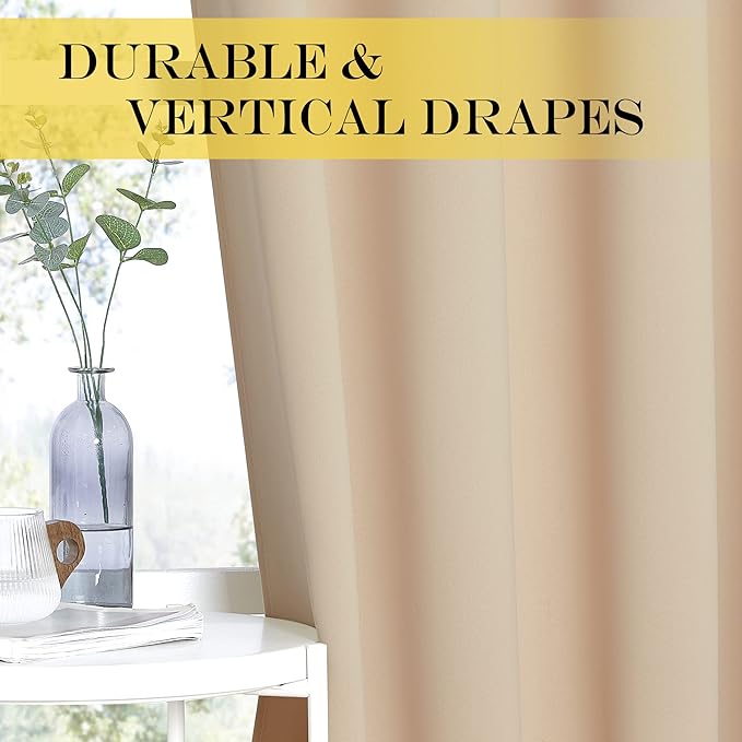 NICETOWN Blackout Drapery Curtain Panel - Window Treatment Thermal Insulated Solid Grommet Blackout Curtain/Panel/Drape for Bedroom (Biscotti Beige, 1 Panel, 52 by 72 inches)