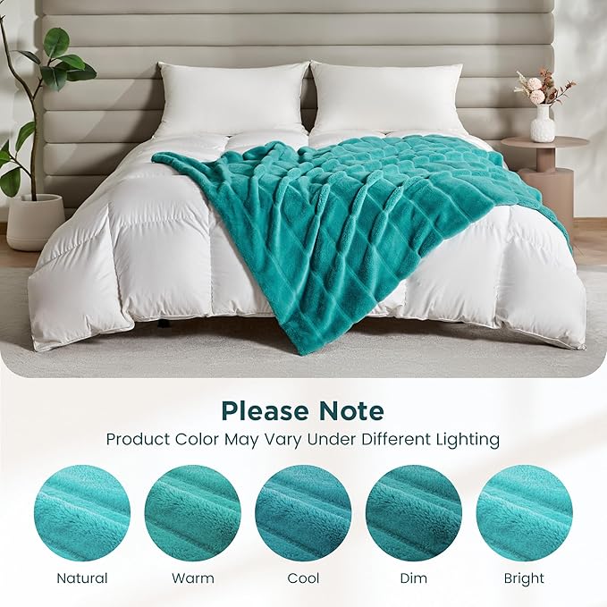 Sophia & William Throw Blanket for Couch Sofa(60x80 Inches) - Faux Fur Throw Soft Cozy, Gifts for Women, Teal
