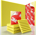 Sonicism Acoustic Panels Self-Adhesive Pyramid 12 Pack,12" X 12" X 1" Sound Proof Foam Panels for Walls,35kg/m³High Density Soundproof Wall Panels Fast Expand,Sound Absorption & Decoration(Yellow)