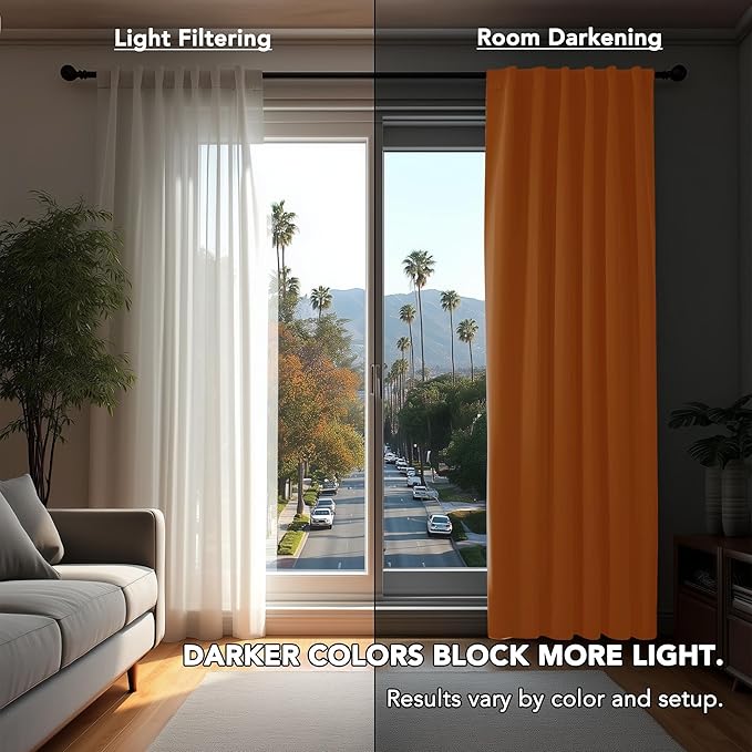 Deconovo Blackout Curtain Panels for Kids Bedroom, Room Darkening Back Tab and Rod Pocket Curtains, 42x72 Inch, Orange Flame, 2 Panels