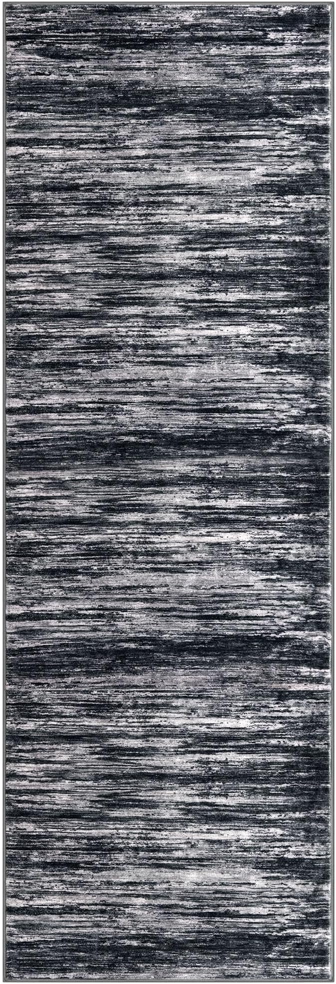 2x6 Modern Abstract Runner Rug for Hallways, Black Super Soft Hallway Decor Kitchen Rugs with Non-Slip, Non-Shedding Washable Rug for Entryway Bedroom Indoor