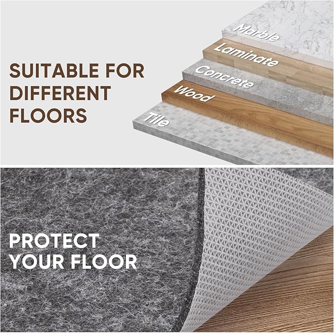BALEINE Felt Non Slip Rug Pads, Extra Large 1/4" Thick Felt and Rubber Backing, Shock Absorbing Carpet Pad for All Carpets and Hardwood Floors (2x3 Ft)