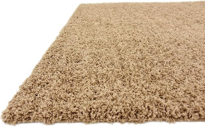 Unique Loom Solid Shag Collection Area Rug (7' 10" Square, Sandy Brown)