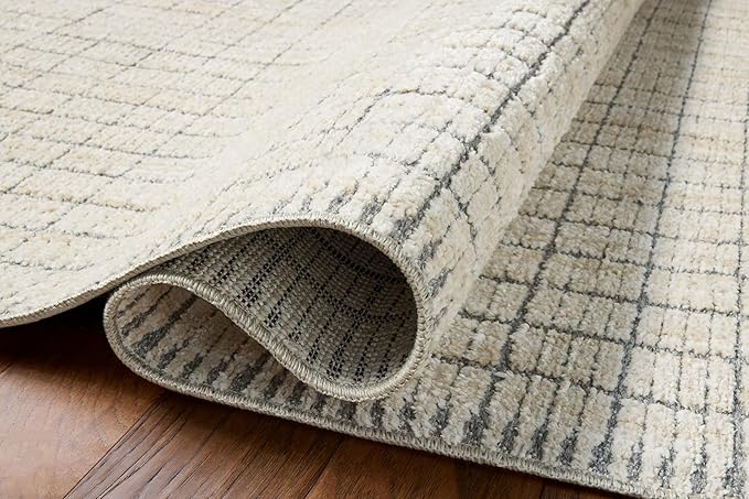 Loloi Amber Lewis Bexley Collection BEX-04 Slate/Natural 7'-10" x 10' Area Rug Neutral, Textured, Living, Bedroom, Dining, Carpet