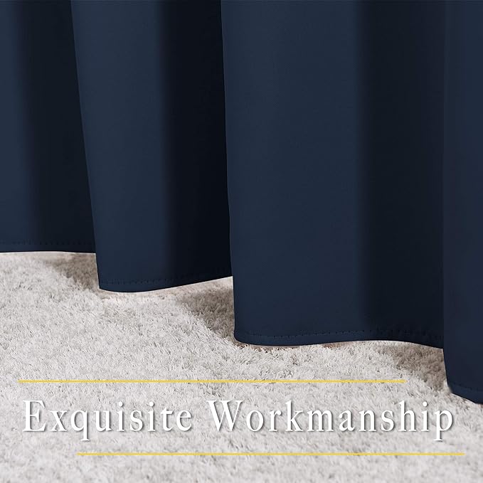 NICETOWN Blackout Curtains and Drapes for Kitchen - Thermal Insulated Solid Grommet Top Blackout Panels/Draperies for Kid's Room (Navy, 1 Pair, 52 x 63 Inch)