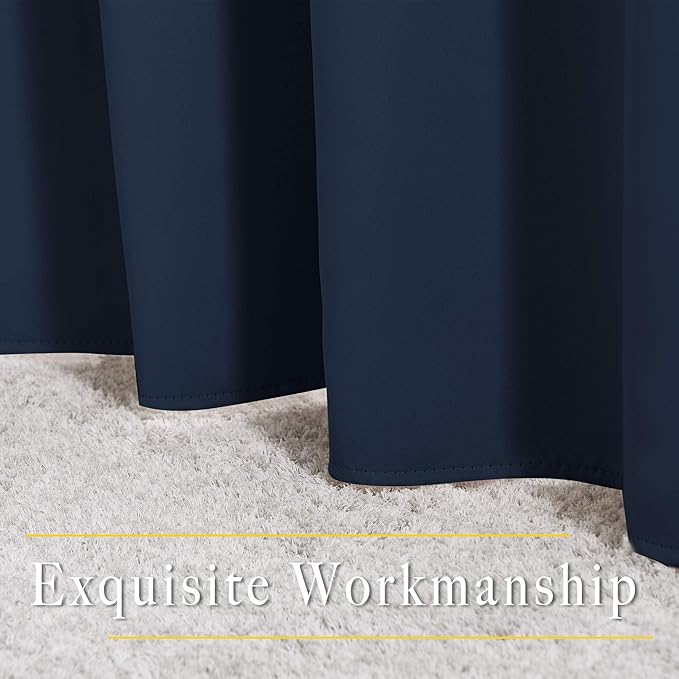 NICETOWN Navy Blackout Curtains 84 inch Length 2 Panels, Grommet Thermal Insulated Window Treatments Light & Sound Reducing Drapes for Living Room/Bedroom, W46 x L84
