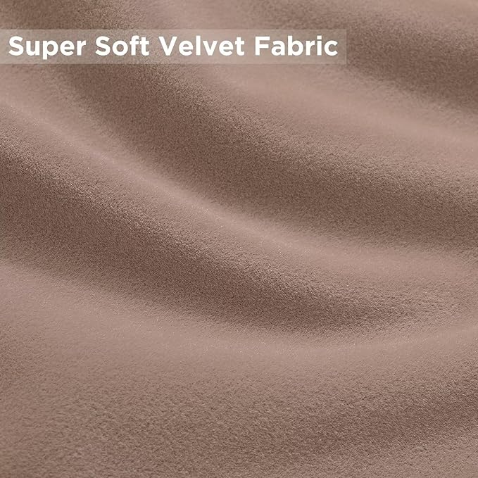 Joydeco Velvet Curtains Rose Beige Blackout Curtains Thermal Insulated 102 inches Long Window Curtains Soft Room Darkening Drapes for Bedroom Living Room Elegant Rod Pocket 2 Panels Rose Beige