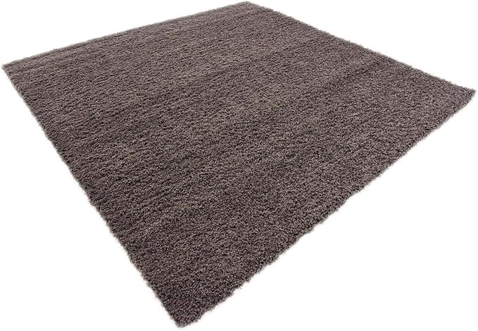 Unique Loom Solid Shag Collection Area Rug (8' Square, Graphite Gray)