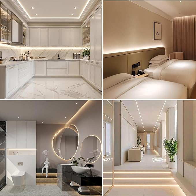 3500K COB LED Strip Lights, Premium Tape Light with Strong 3M VHB Tape, CRI 95, UL Listed, Cuttable, Dimmable, Flexible, 24V DC for Retail Stores, Displays, Windows (NO Power Supply)