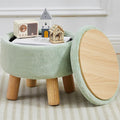 FIMIVIBI Small Foot Stool Ottoman with Storage, Soft Faux Fur Ottoman Foot Rest for Couch, Round Footstool with Storage, Small Ottomans and Footstools for Living Room and Entryway (Light Green)