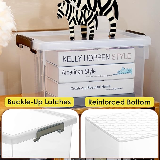 Citylife 22.2 Qt. Plastic Storage Bins with Lids Large Stackable Storage Containers for Organizing Clear Durable Storage Box, 4 Pack