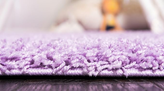 Unique Loom Solid Shag Collection Area Rug (2' x 6' 5" Runner, Lilac)