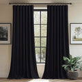 StangH Black Velvet Curtains for Sliding Door Living Room Rod Pocket Blackout Thermal Insualted Window Drapes for Theater/Studio Room/Bedroom, W62 x L84, 2 Panels