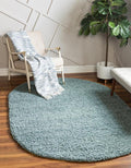 Unique Loom Solid Shag Collection Area Rug (3' 3" x 5' 3" Oval Light Slate Blue)