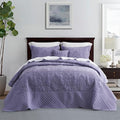 CHIXIN Bedspread Coverlet Set Queen Size - Lightweight Bedding Cover - Beautiful Stitching - 5 Piece Reversible Bedspread - Luxury Damask Paisley Pattern (Queen, Lavender)