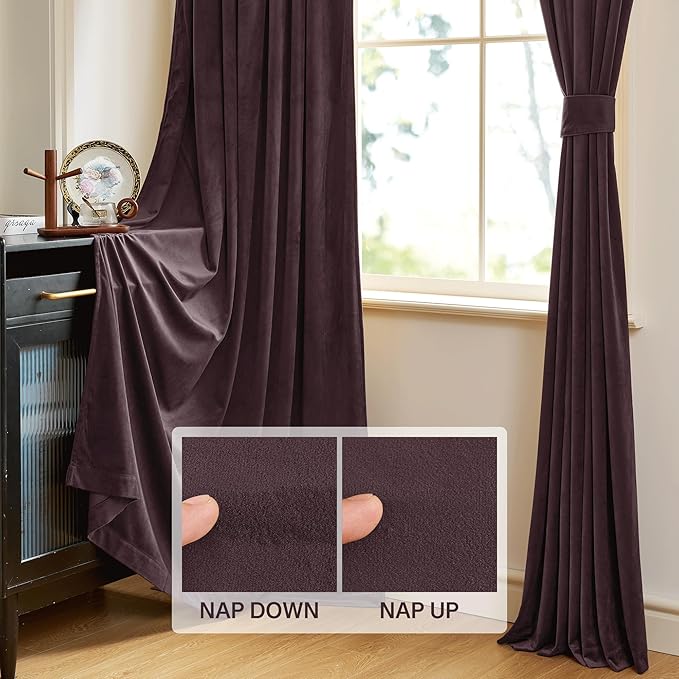 StangH Purple Curtains 96 Inches for Living Room - Thermal Insulated Luxury Drapes for Sunlight Blocking with Rod Pocket, Privacy Elegant Velvet Window Treatments, W52 x L96, 2 Panels